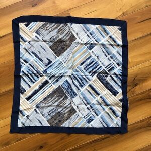 Simon Chang Navy and Tan Artistic Scarf